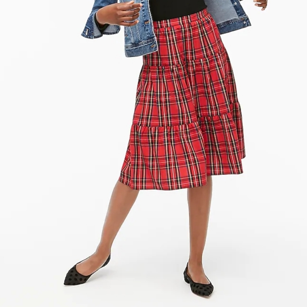 J. Crew Factory Three Tier Tartan Skirt
